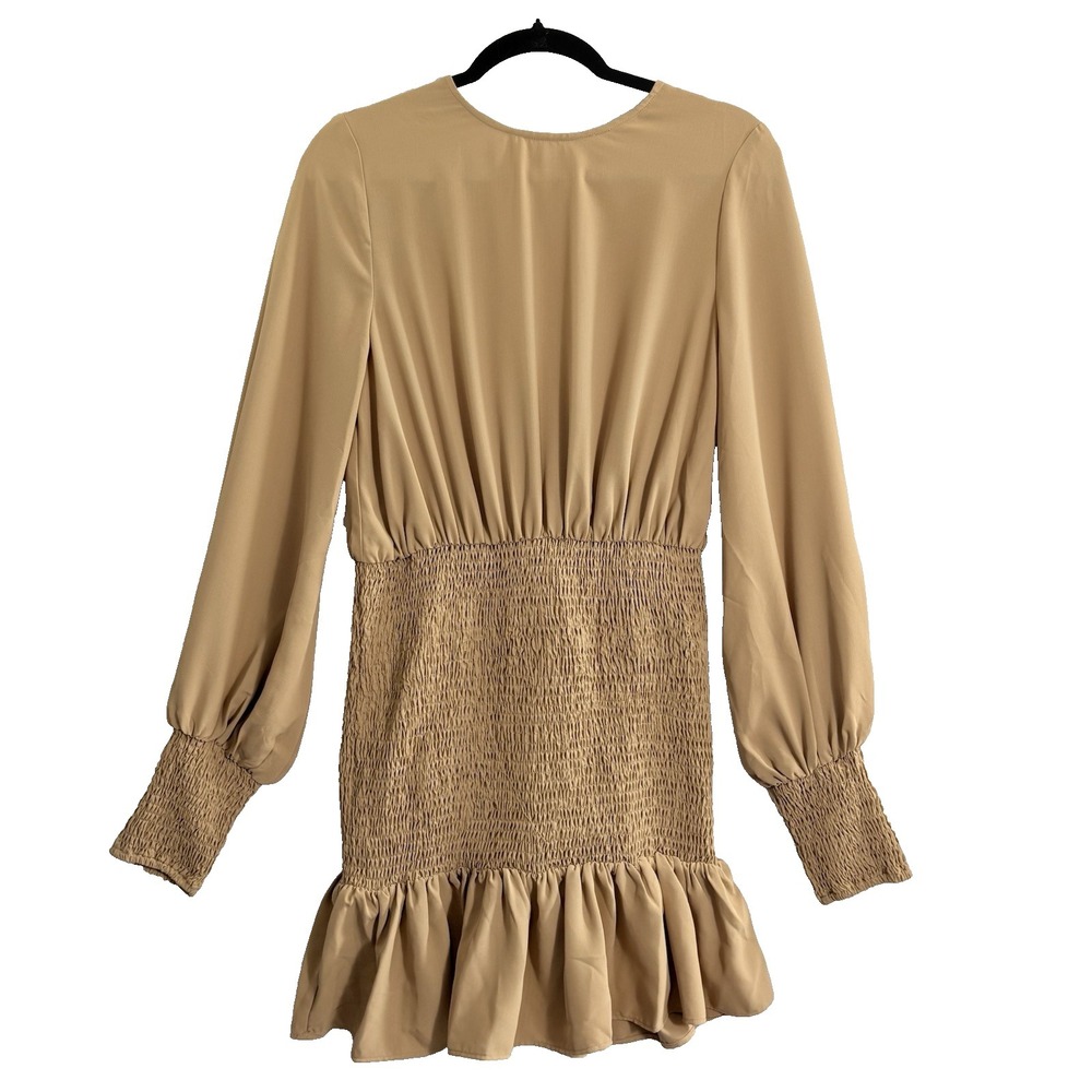 WINTER MUSE Women Jasmine Dress Pullover Long Sleeve Smocked Sz 8 Gold 32-15